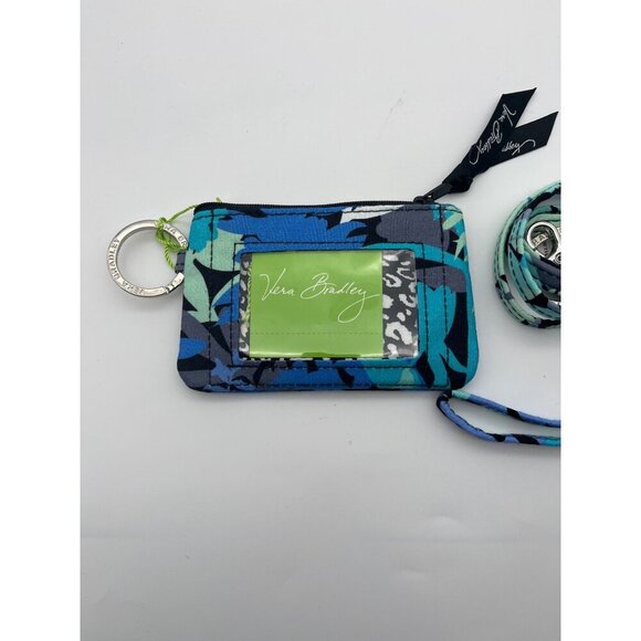 Vera Bradley Womens Camofloral Lanyard & Zip ID Case Key Ring Set 3297 - Picture 2 of 6